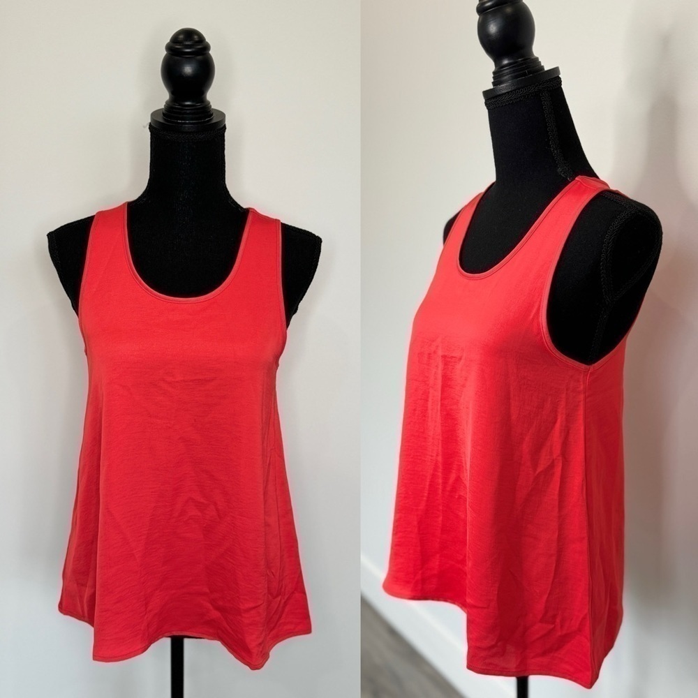 Fabletics Strawberry Red Ecosatin Tank Scoop Neck Loose Fit (XXS)